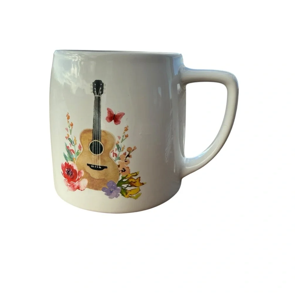 DOLLY PARTON GUITAR & FLOWER CERAMIC COFFEE MUG